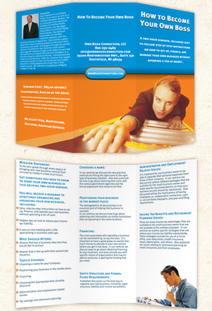Be Your Own Boss: Four color tri-fold brochure