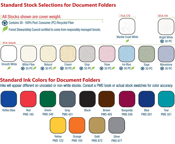 stock, ink color chart for document folders