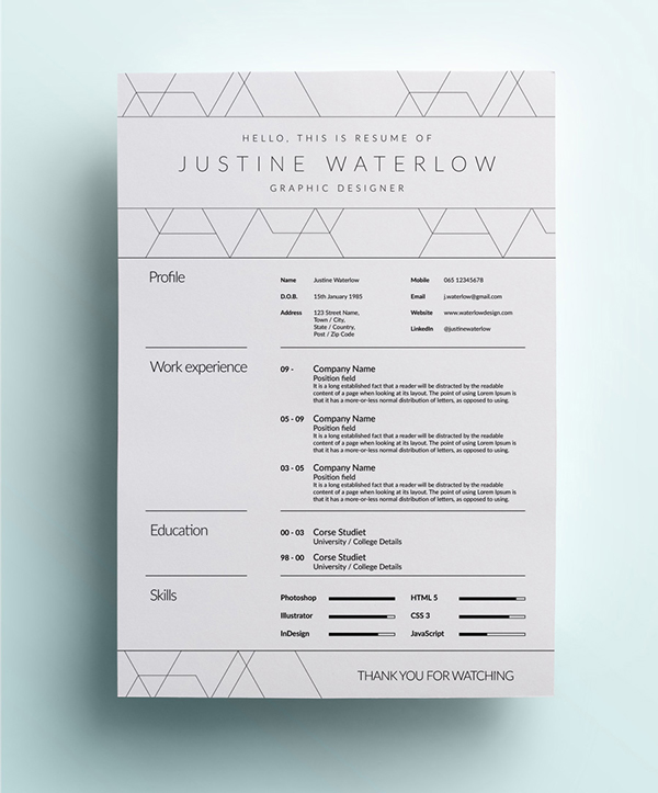 Graphic Design Resume Example with Whitespace