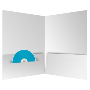 An Open Folder With a CD in a Brochure Slit