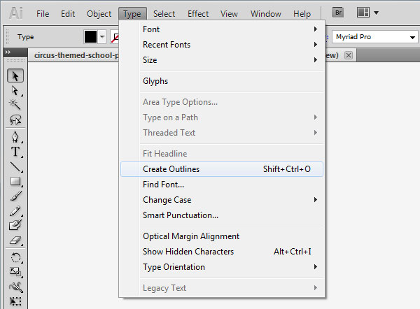 Create Outlines in Adobe Illustrator