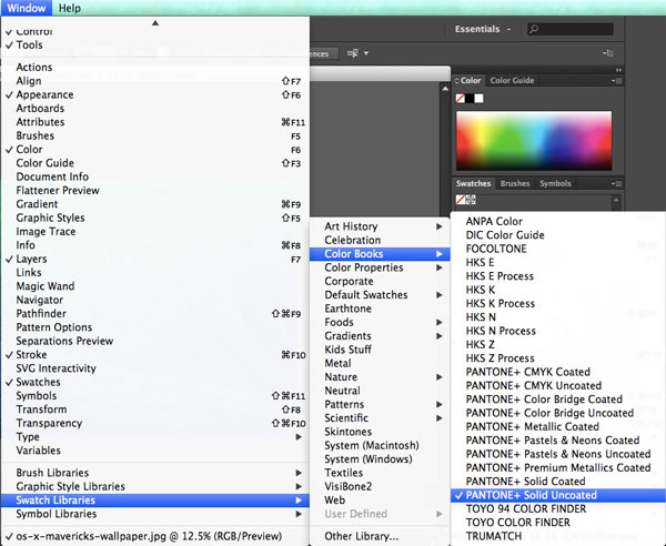 Adobe Illustrator Pantone Color Chart