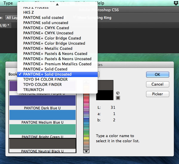Convert to PMS in Photoshop CS6