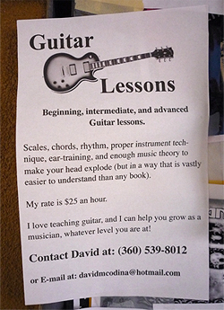 Bad Print Design Trends - Printed Guitar Lesson Flyer