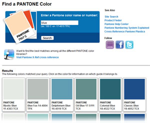 Pantone Blue Colour Chart