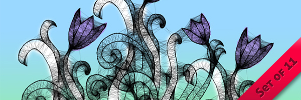 Hand Drawn Flowers Brush Set