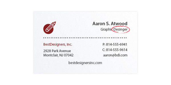 Typos on a business card