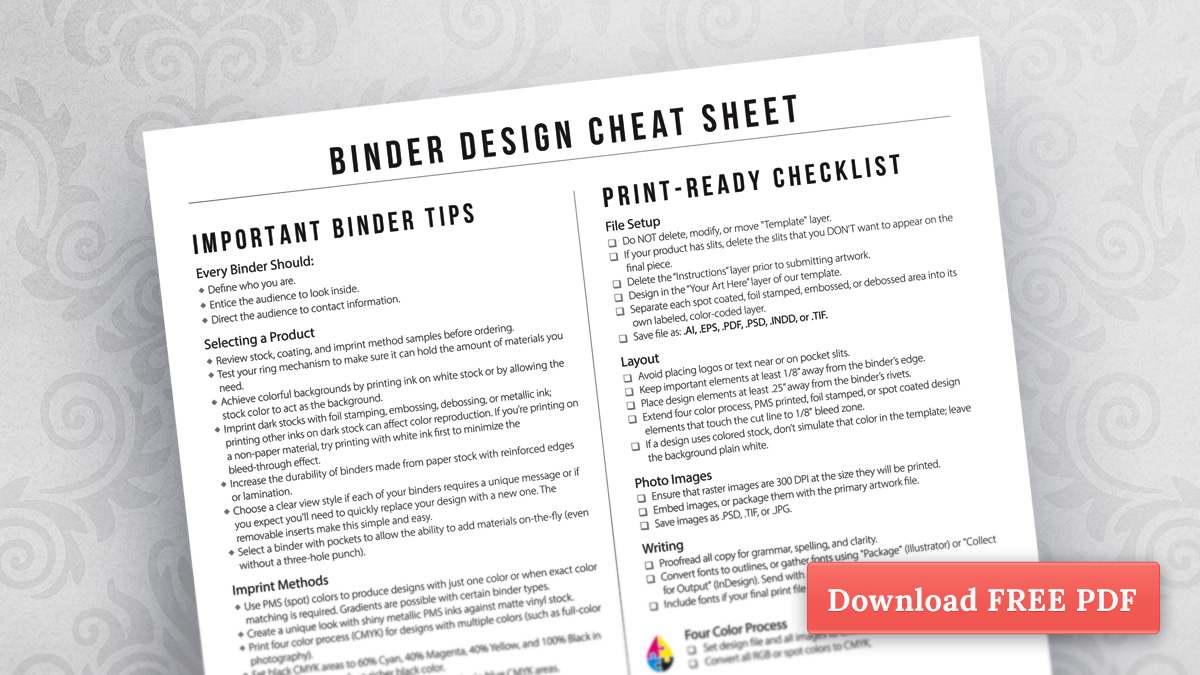 Binder Design Cheat Sheet