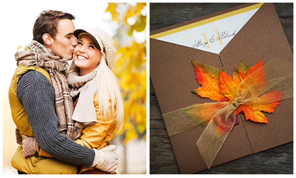 Fall (Autumn) wedding invitation design idea in orange and brown