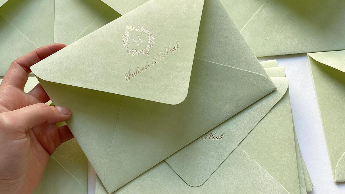 A simple wedding invitation card envelope design
