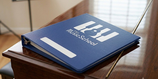 The Music School blue custom vinyl 3-ring binder