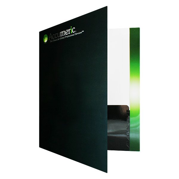 Accumeric Glowing Green Pocket Folder (Front Open View)