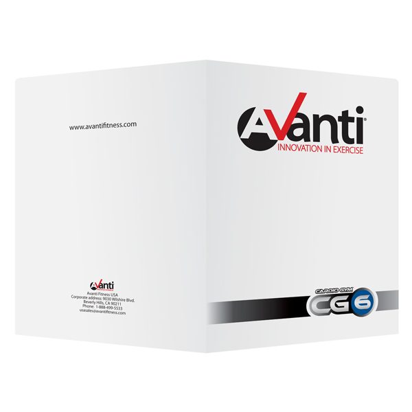 Avanti Fitness Promotional Folder with Website URL (Front and Back View)