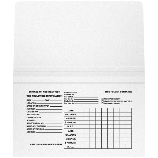 Howard Bentley Automobile Information Folder (Inside View)