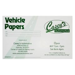 Casey's Automotive Vehicle Maintenance Folder (Front View)