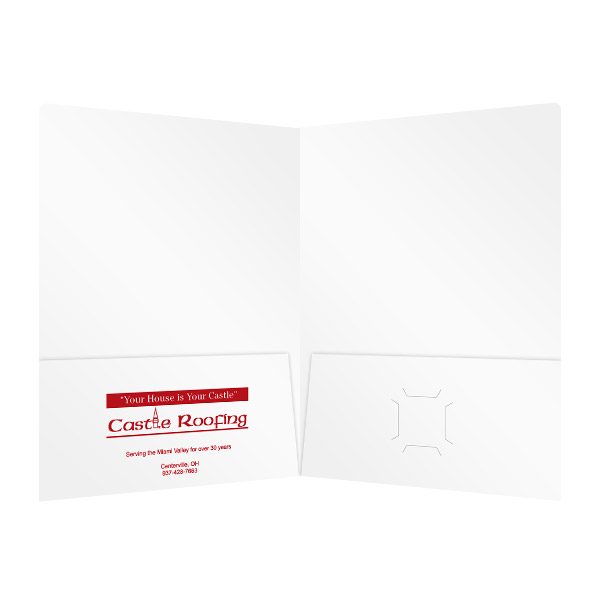 Castle Roofing Red PMS Presentation Folder (Inside View)