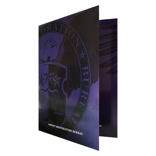 Credit Restoration Bureau Wrap-Around Tri-Fold Folder (Front Open View)