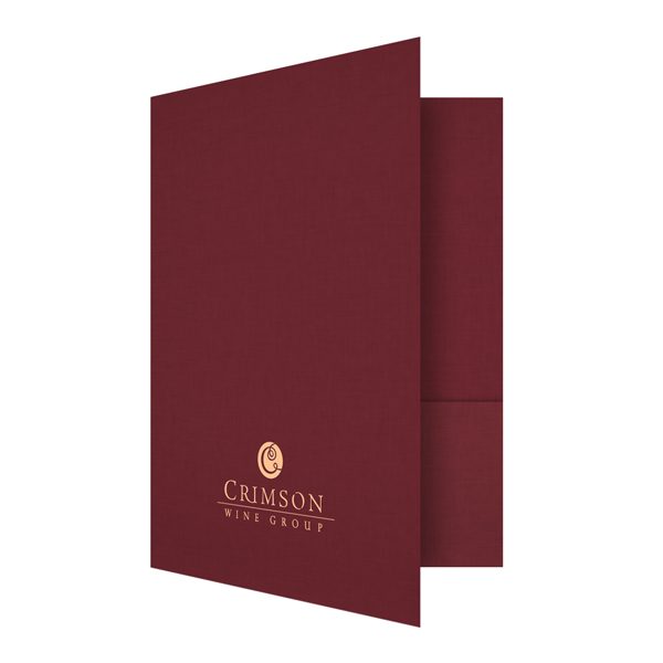 Crimson Wine Group Red & Gold Presentation Folder (Front Open View)