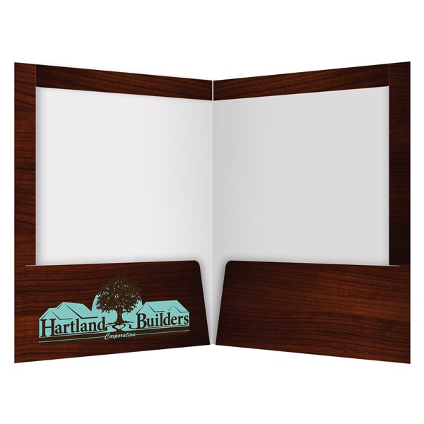 Hartland Builders Mahogany Wood Pocket Folder (Inside View)