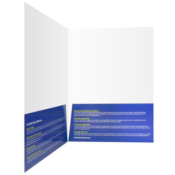 White Plains Honda 2-Pocket Car Dealer Folder (Inside Pocket View)