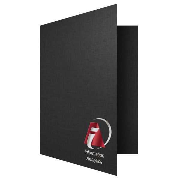 IAS Linen Pocket Folder with Foil Stamped Logo (Front Open View)