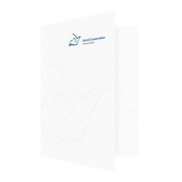 Embossed Presentation Folders for Island Conservation (Front Open View)