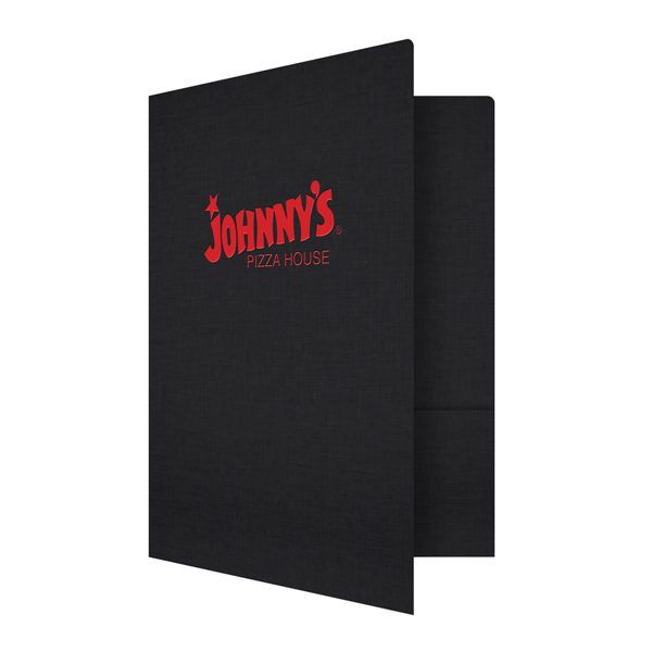 Foil Stamped Folders for Johnny's Pizza House (Front Open View)