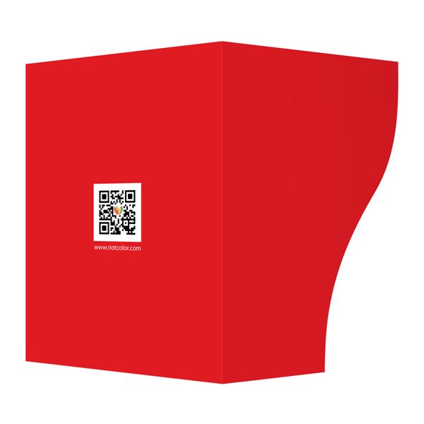 Riot Creative Presentation Folder with QR Code (Front and Back View)