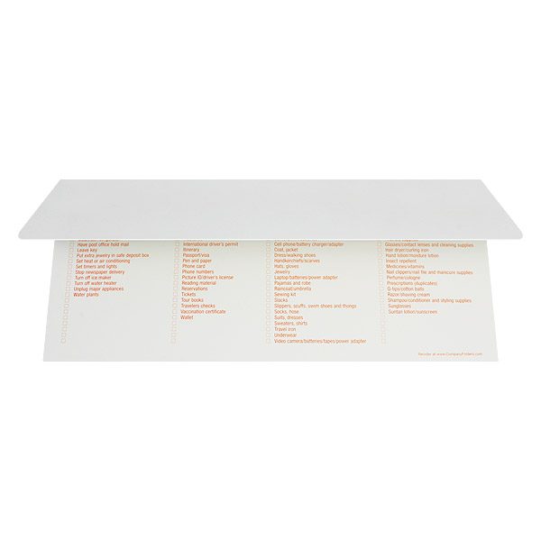 Travel Leaders Checklist Document Folder (Back Open View)