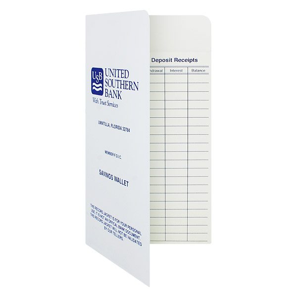 Banking Receipt Folders for United Southern Bank (Front Open View)