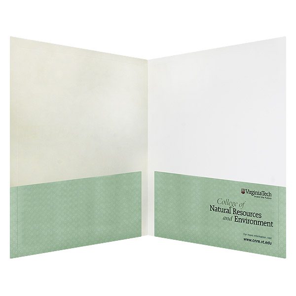 Virginia Tech Green Textured Pocket Folder (Open View)
