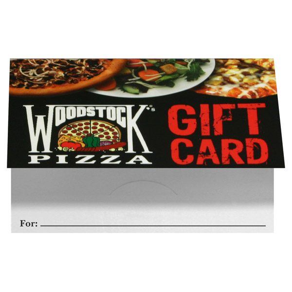 Woodstock Pizzeria Gift Card Holder (Front Open View)