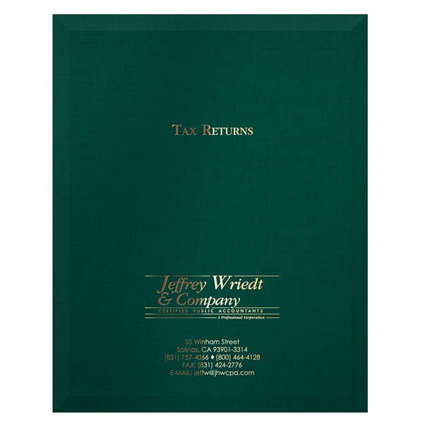 Wriedt Tax Return Presentation Folder (Front View)