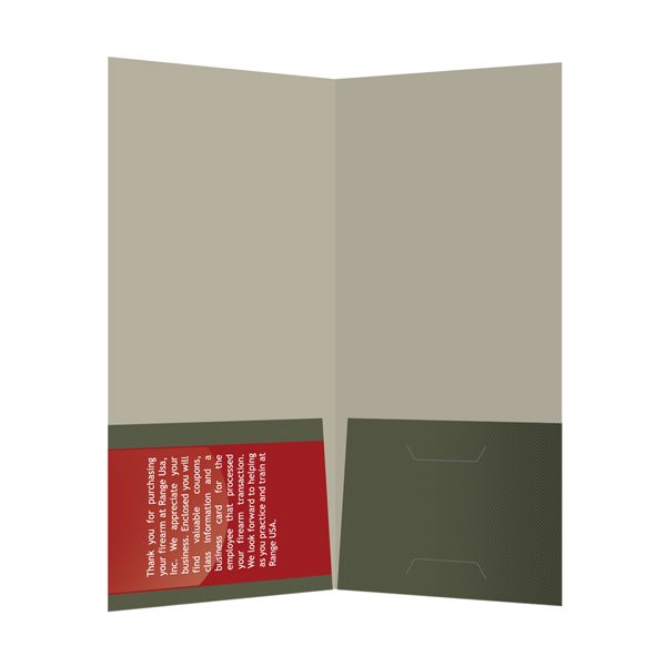 Range USA Gun Safety Class Document Folder (Inside View)