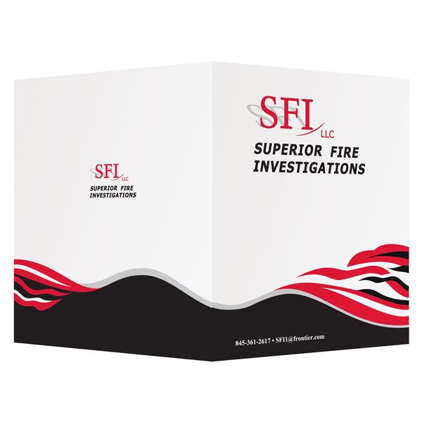 Superior Fire Investigations Black, Red & White Logo Folder (Front & Back View)