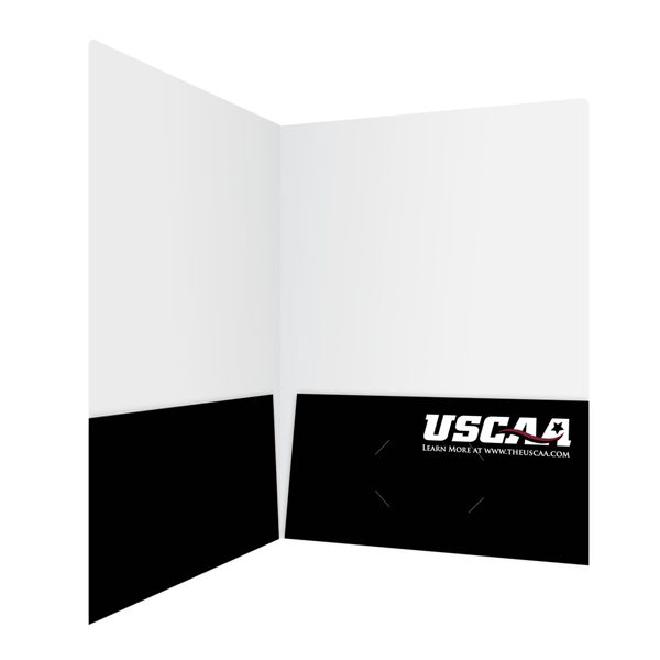 USCAA Black Pocket Folder with Business Logo (Inside Open View)