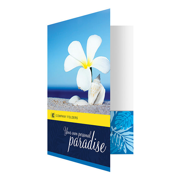 Beach Paradise Pocket Folder Template (Front Open View)