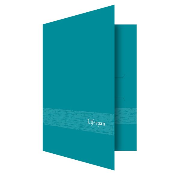 Lifespan Hospitals Turquoise Pocket Folder (Front Open View)