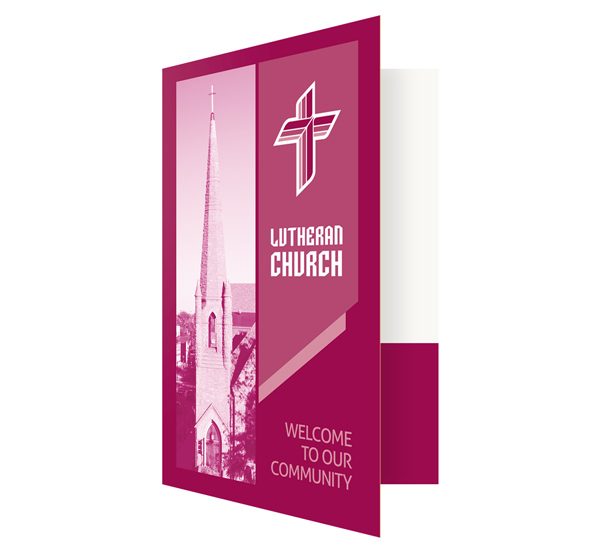 Magenta Lutheran Church Visitor Folder Template (Front Open View)