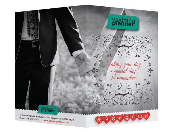 Ornate Wedding Planner Pocket Folder Template (Front and Back View)