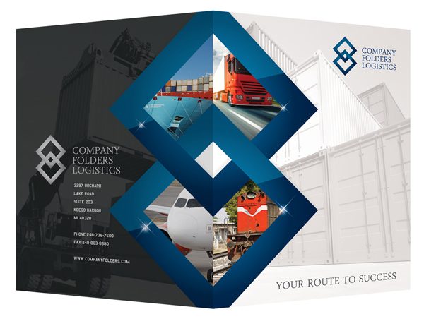 Blue Diamond Logistics Corporate Folder Template (Front and Back View)