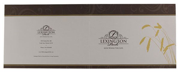 Lexington Park Retirement Community Folder (Front and Back Flat View)