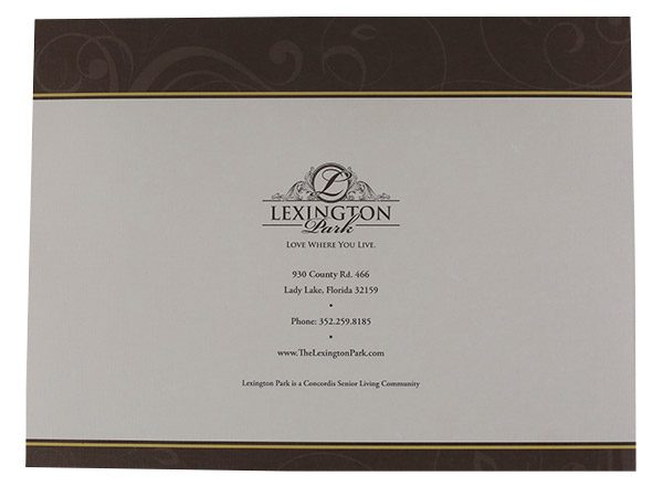 Lexington Park Retirement Community Folder (Back View)