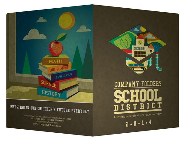 School District Illustrated Folder Template (Front and Back View)