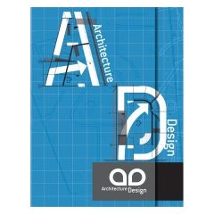 Architecture Blueprint Pocket Folder Design Template (Front View)