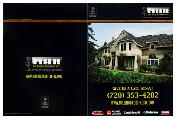 Mile High Roofing Inc. Pocket Folder (Front and Back Flat View)