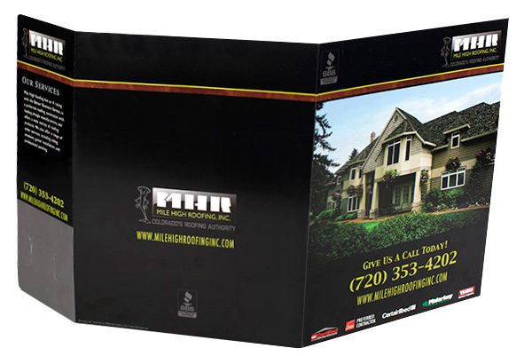 Mile High Roofing Inc. Pocket Folder (Front and Back Open View)