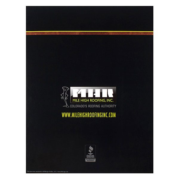 Mile High Roofing Inc. Pocket Folder (Back View)