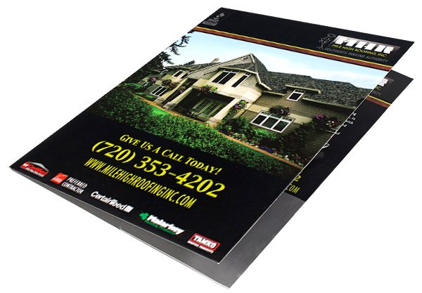 Mile High Roofing Inc. Pocket Folder (Front Open View on Surface)