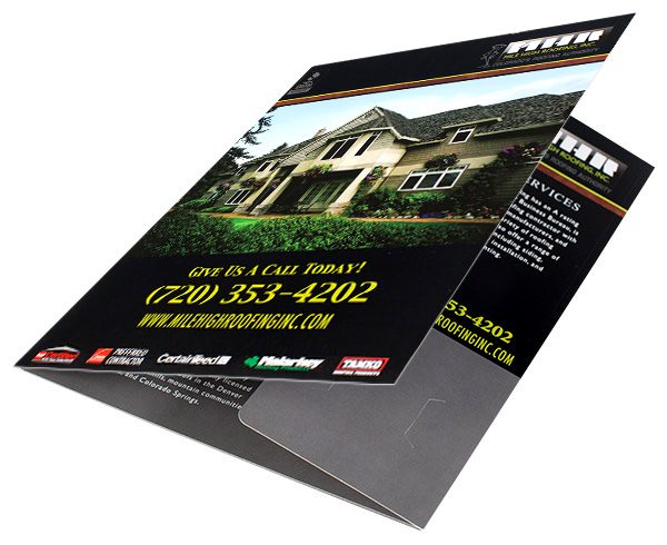 Mile High Roofing Inc. Pocket Folder (Front Open View 2 on Surface)